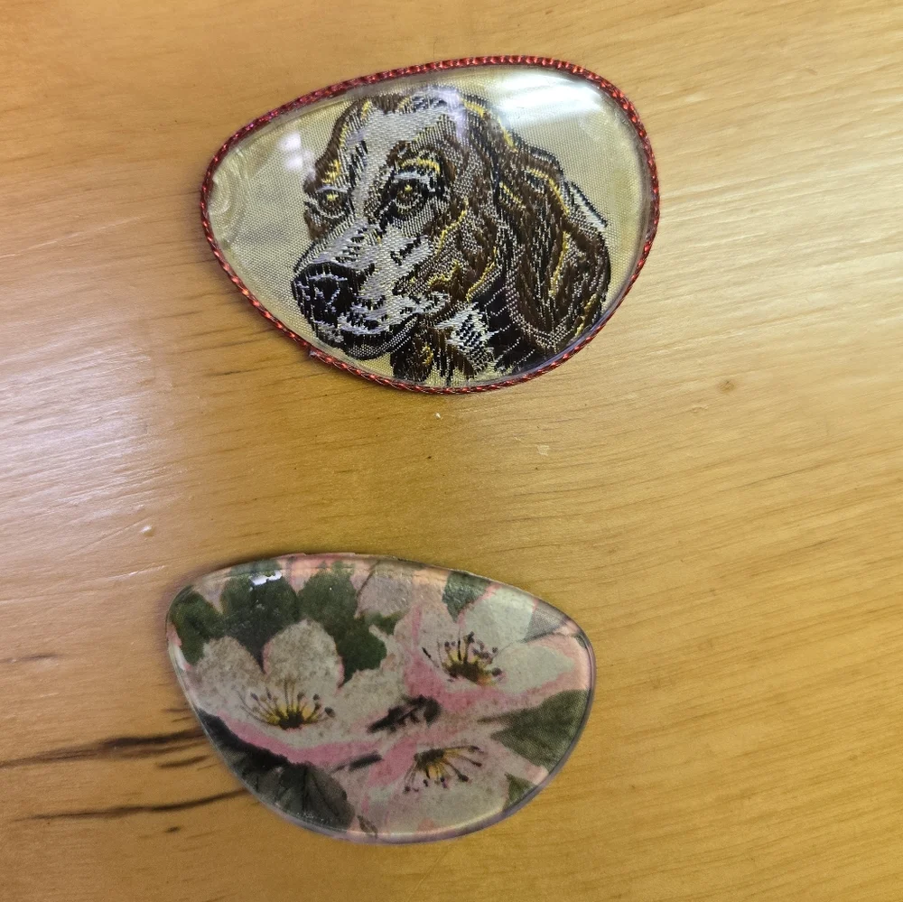 Vintage Brooches in eyeglass lenses